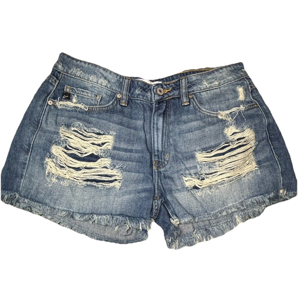 KanCan mid rise Cut off denim jean shorts size 9/28 distressed stretch